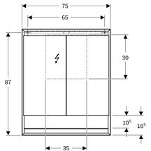 Armoire de toilette Geberit ONE avec niche et ComfortLight, avec deux portes, montage en apparent, hauteur 90 cm: blanc / aluminium thermopoudré