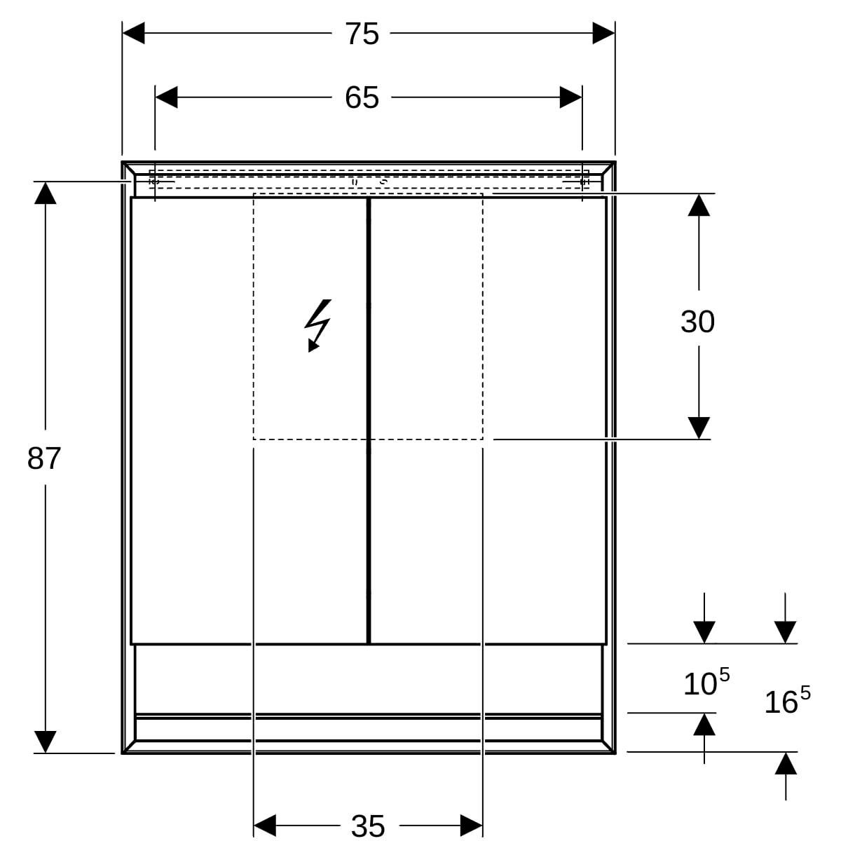 Armoire de toilette Geberit ONE avec niche et ComfortLight, avec deux portes, montage en apparent, hauteur 90 cm: blanc / aluminium thermopoudré