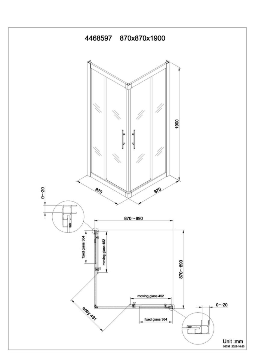 Paroi de douche chromée Alterna Verseau 2 accès d'angle porte coulissante 90x90 cm