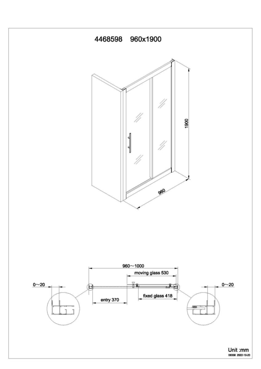 Paroi de douche chromée Alterna Verseau 2 accès de face porte coulissante 2 vantaux 100 cm