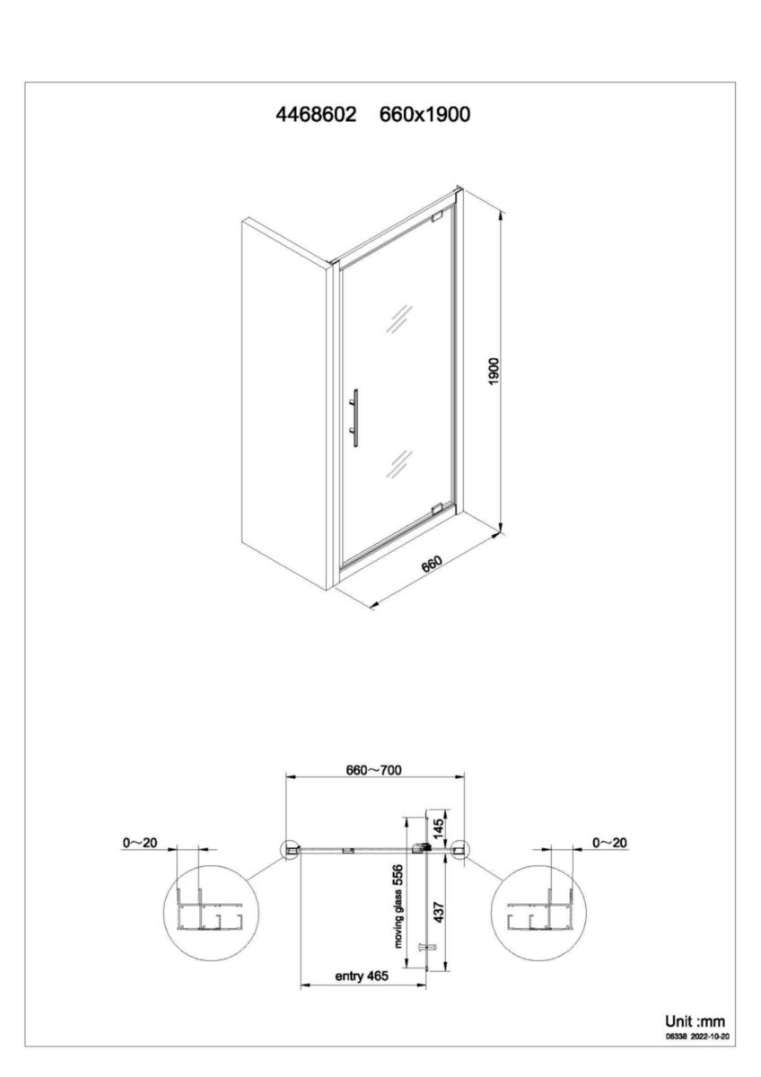 Paroi de douche chromée Alterna Verseau 2 accès de face porte pivotante gain de place 70 cm