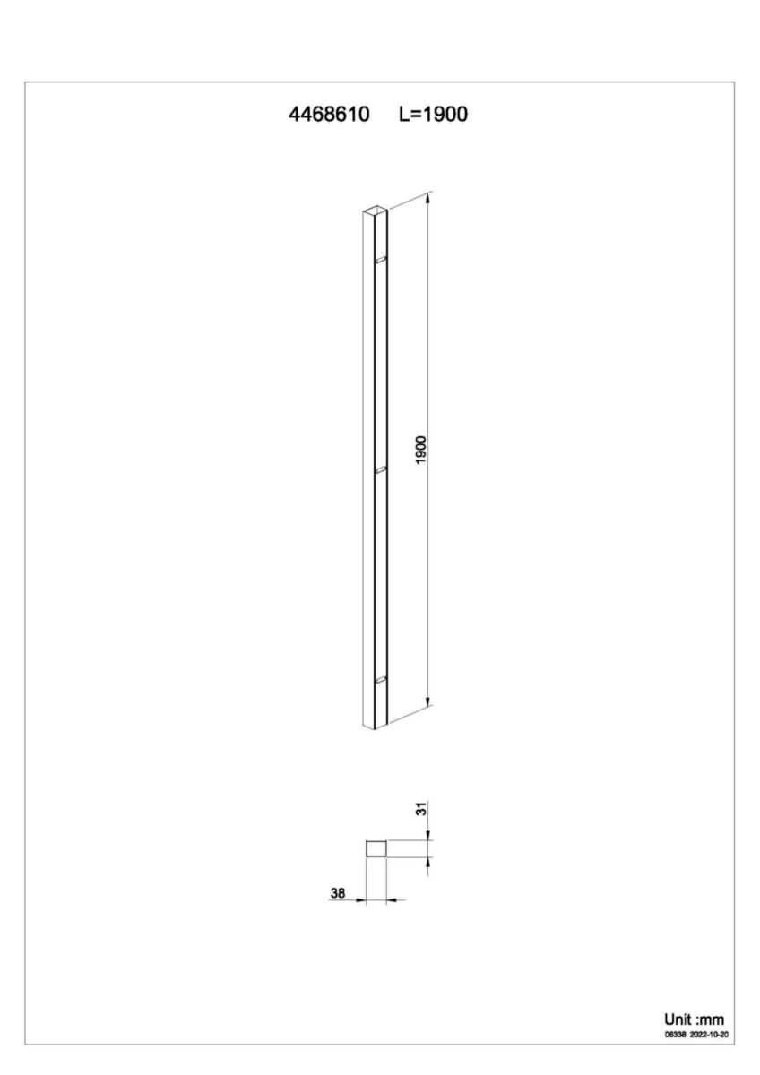 Profilé d'extension chromé pour paroi Alterna Verseau 2 3 cm