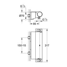 Mitigeur de douche thermostatique GROHTHERM 2000 C3, NF C3/E1, avec tablette, chromé réf. 34463001