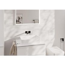 Mitigeur lavabo Tecturis E encastré mural, bec 22.5 cm, bonde à écoulement libre Noir mat Réf. 73051670