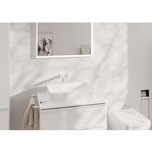 Mitigeur lavabo Tecturis E encastré mural, bec 22.5 cm, bonde à écoulement libre Blanc mat Réf. 73051700