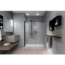 Paroi de douche KUADRA H en niche à droite 160 cm profilé noir réf : KUADHN160D-1H