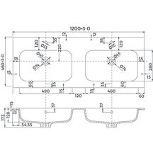 Plan double vasque ALTERNA PLENITUDE en synthèse L120 cm