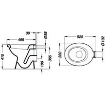 Cuvette ESCULAPE 38x52,5cm en porcelaine avec sortie horizontale D102mm, blanc réf. P259101