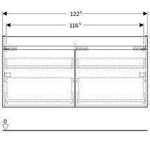 Meuble sous lavabo 2 cuves 130 cm Geberit Renova Plan 1 tiroir, 1 tiroir à l'anglaise Gris velouté