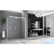 Paroi de douche KUADRA 2.0 porte coulissante en aluminium et verre transparent à gauche 169-171 CM profilé blanc mat réf : K2PH169S-1U