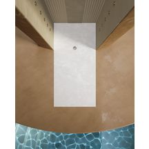 Receveur de douche BASE GEO BETON 80 cm CREMA (120x80) bonde standard grille akron possible rebord découpe sur-mesure Réf : 53033695