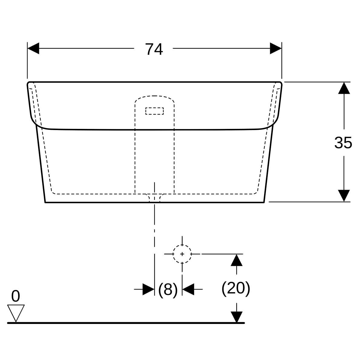 timbre d'office geberit publica garda: b=74cm, h=35cm, t=58.5cm Réf. 355675000