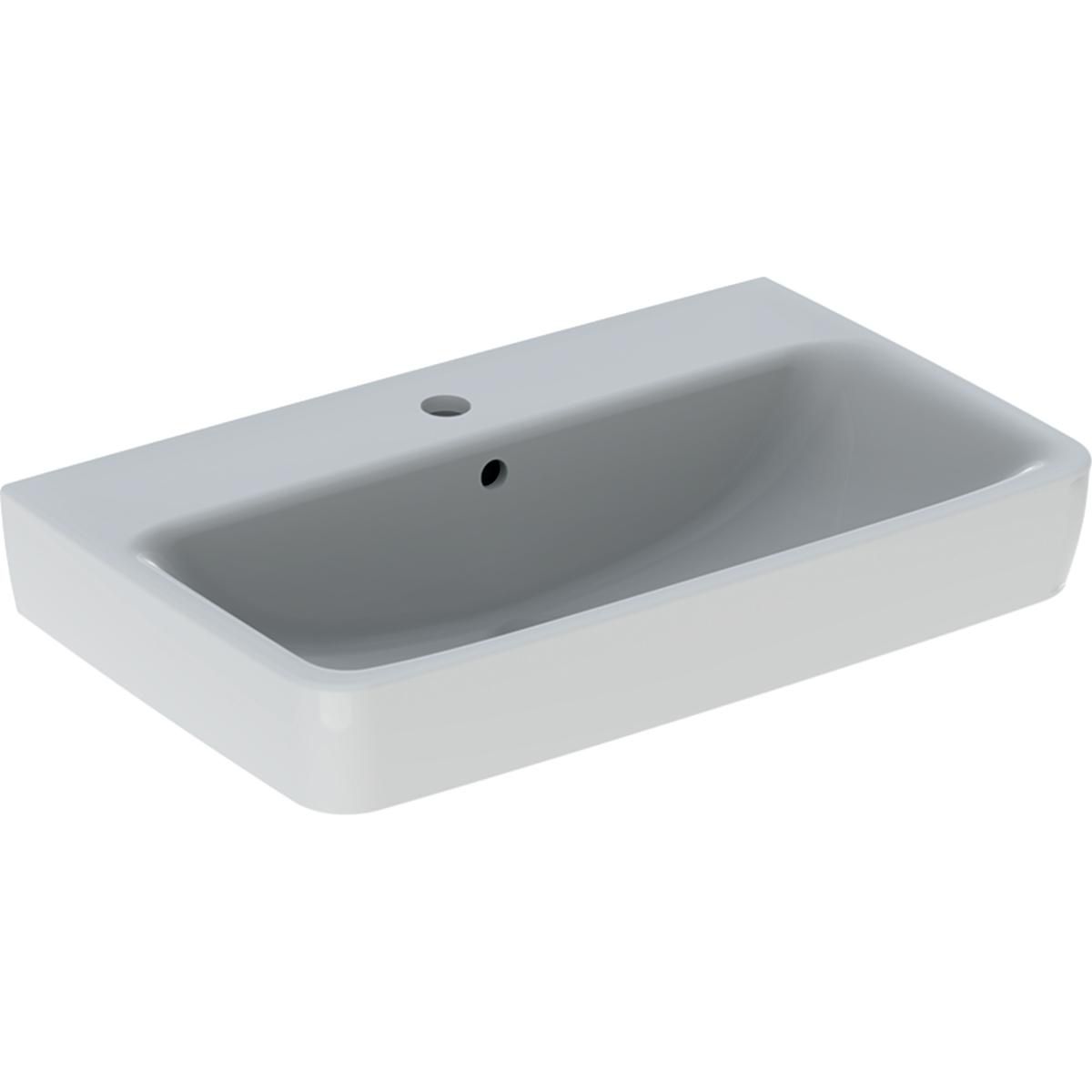 Lavabo Geberit Renova Compact 65 cm avec trop-plein, avec trou de robinetterie