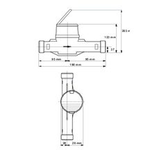 Compteur vitesse eau froide FLODIS 190mm DN20 pré-équipé com. Réf FL20190C16WL_F