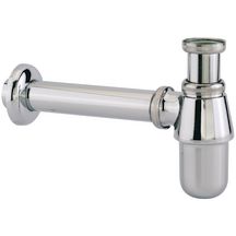 Siphon de lavabo laiton grand culot européen chromé 33x42 avec sortie murale 13040000000