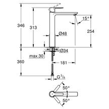 Mitigeur monocommande Lavabo Taille XL Lineare Supersteel 23405DC1