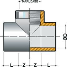 Té 90° diamètre 20mm taraudé 15/21 renforcé au piquage TT20F