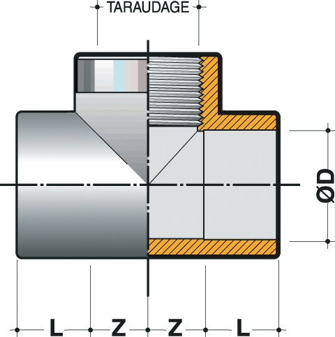 Té 90° diamètre 20mm taraudé 15/21 renforcé au piquage TT20F