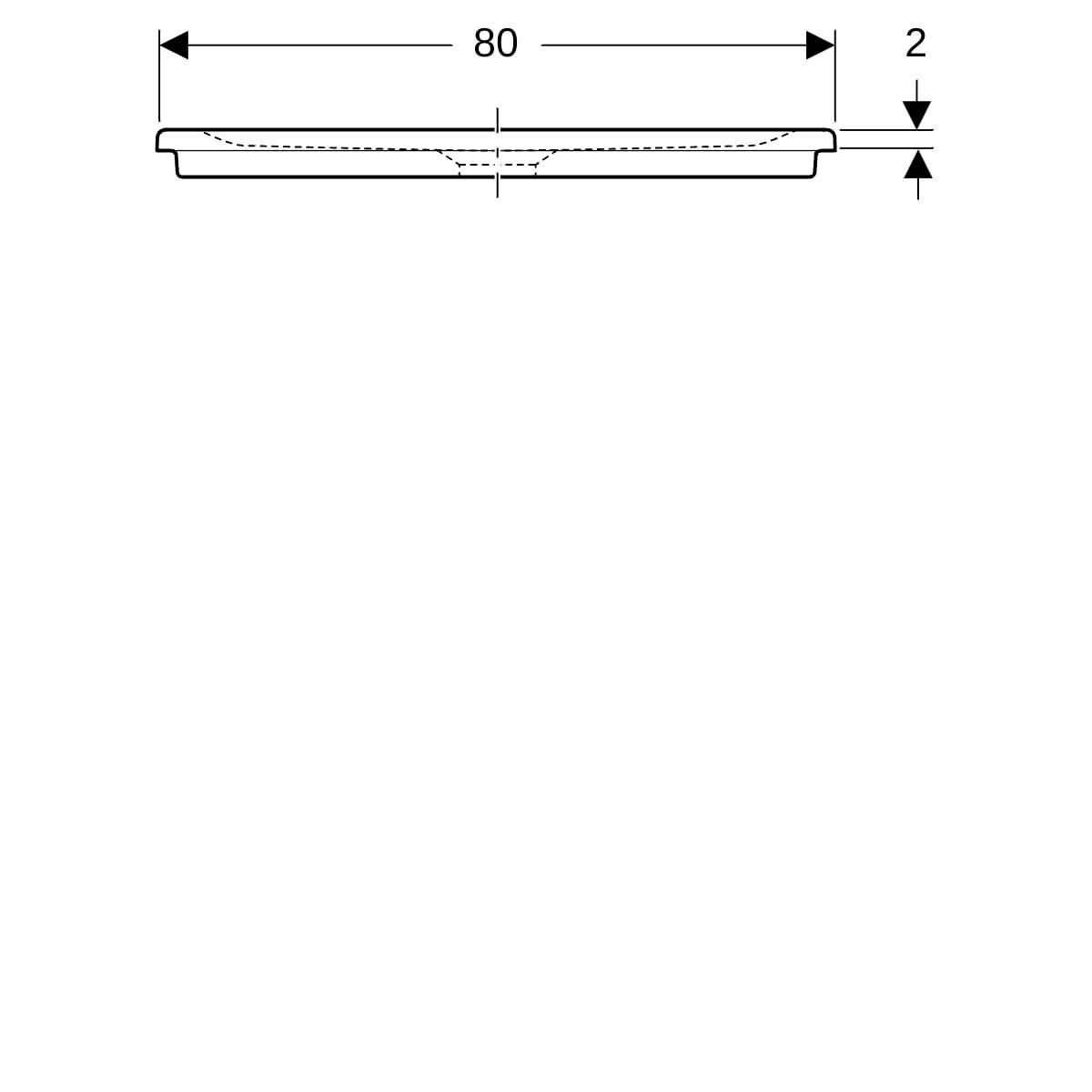 Receveur RENOVA céramique 100 x 80 ultra-plat à encastrer émaillé 4 côtés PN 12 de série pour bonde siphoïde de 90 Réf. 00736800000AG3