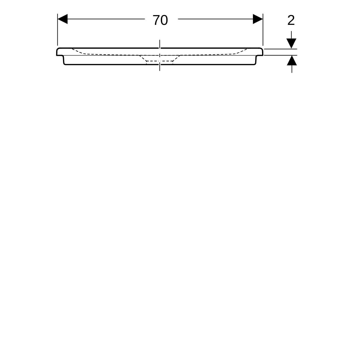 Receveur RENOVA céramique 90 x 70 ultra-plat à encastrer émaillé 4 côtés PN 12 de série pour bonde siphoïde de 90 Réf. 00733800000AG3