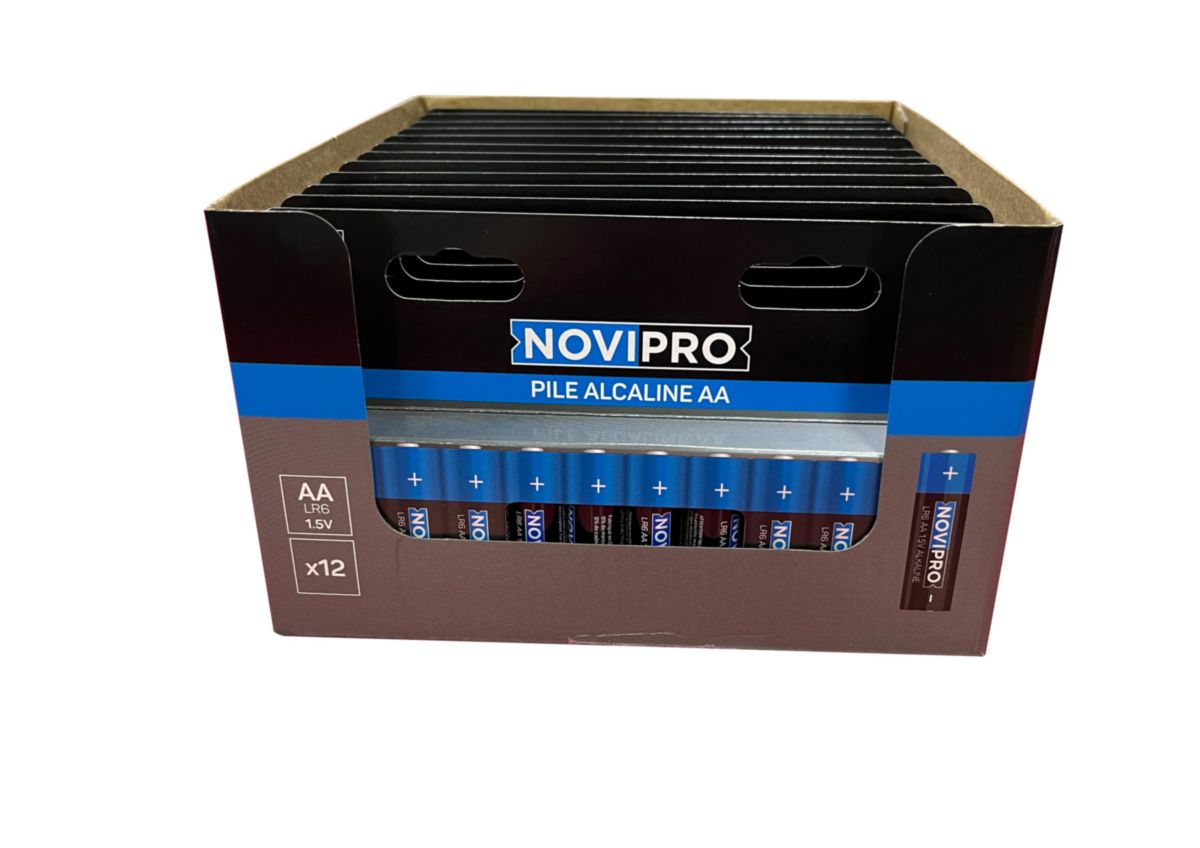 Piles LR6 Alcalines AA 1,5V Novipro - paquet de 12 piles