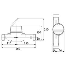 Compteur vitesse eau froide FLODIS 260mm DN25 Réf FL025DM260_00TS_GR