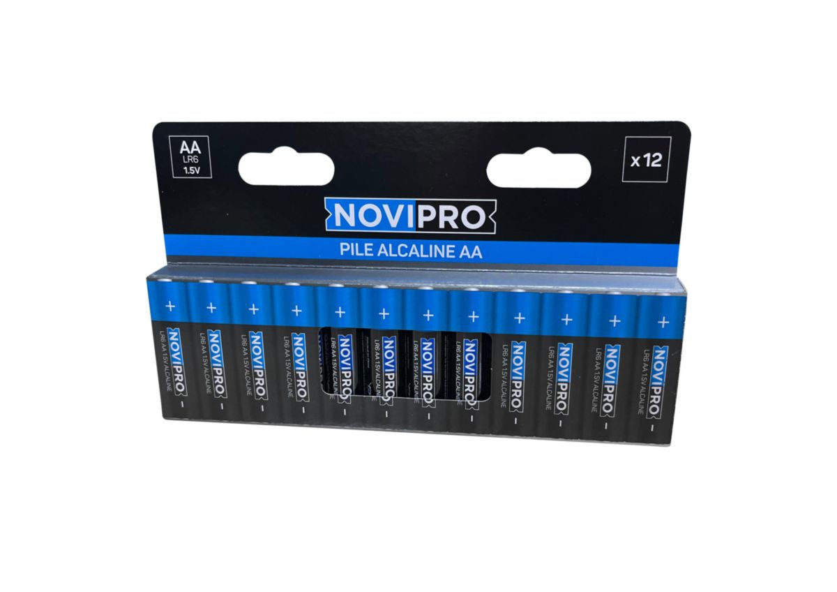 Piles LR6 Alcalines AA 1,5V Novipro - paquet de 12 piles