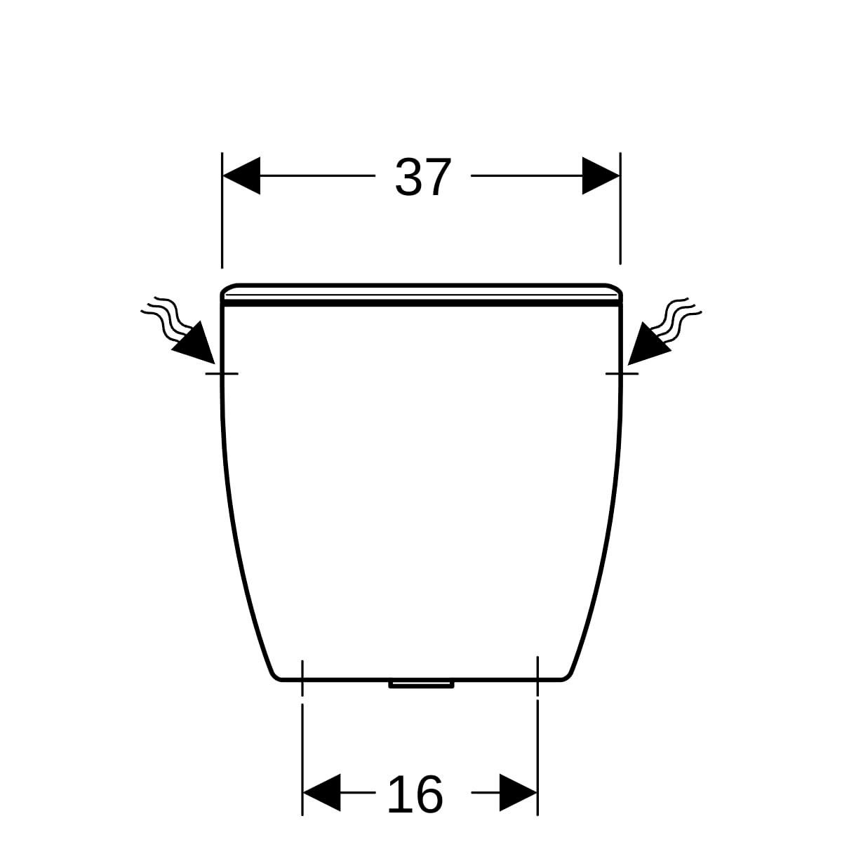 Réservoir Bastia, équipé mécanisme silencieux GEBERIT classe acoustique 1, double-chasse 3 L/6 L à bouton poussoir chromé Réf. 00382510000640