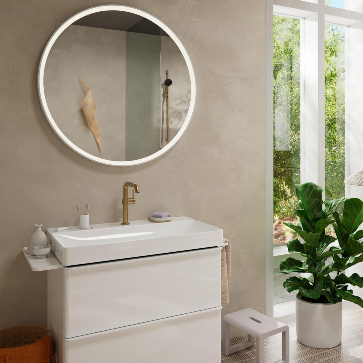 Mitigeur lavabo 210 Tecturis S Fine CoolStart avec bec pivotant et bonde Push-Open Bronze brossé Réf. 73360140