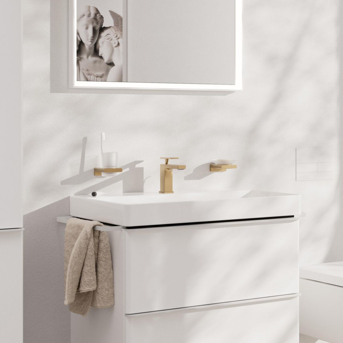 Mitigeur lavabo 80 Tecturis E  CoolStart avec tirette et vidage Bronze brossé Réf. 73002140