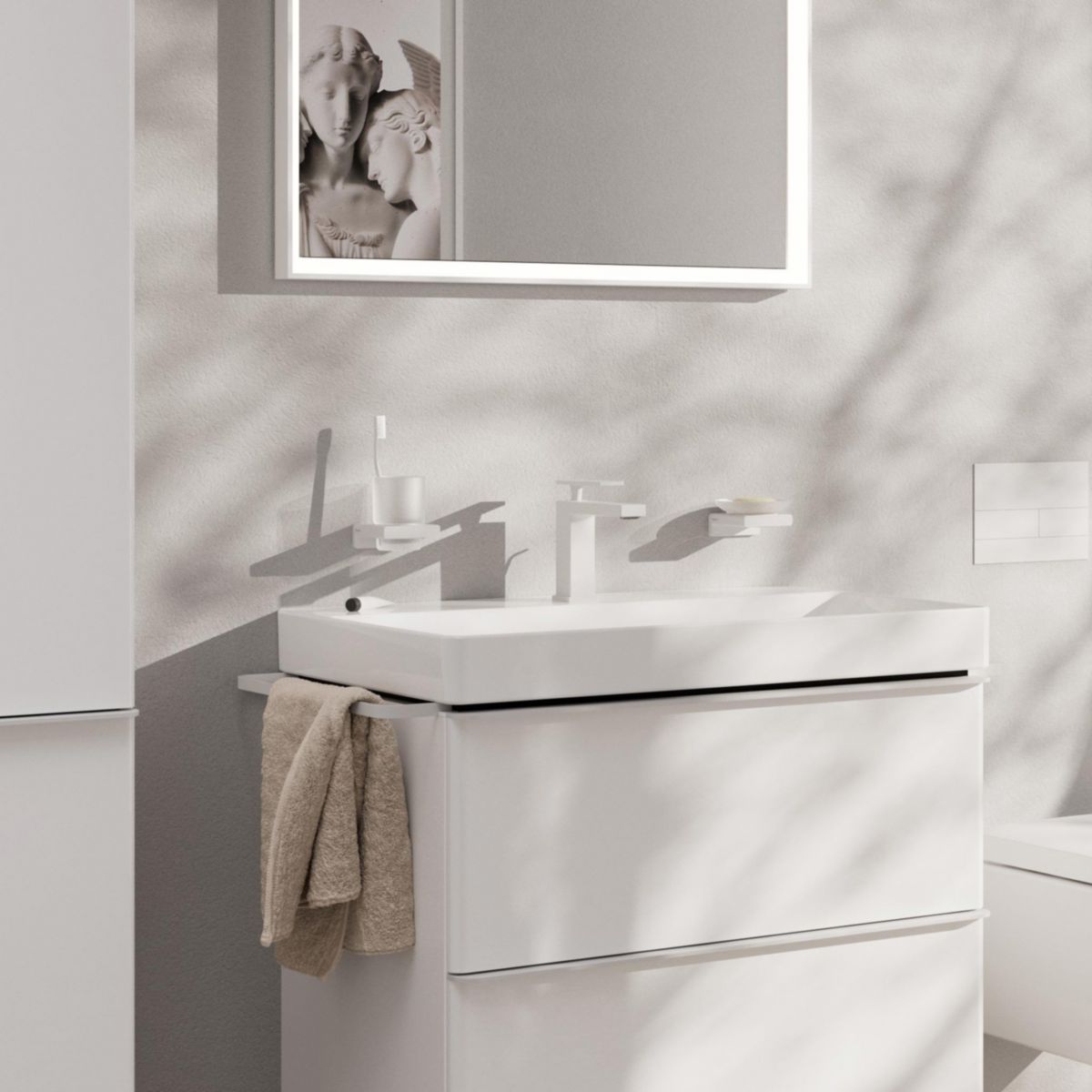 Mitigeur lavabo 110 Tecturis E  CoolStart avec tirette et vidage Blanc mat Réf. 73014700