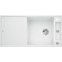 Evier à encastrer en SILGRANITPuraDur BLANCO AXIA III XL 6S 1 gde cuve 1 égouttoir réversible vidage 90mm auto InFino et siphon couleur Blanc planche en verre garantie 10 ans Réf. 523514