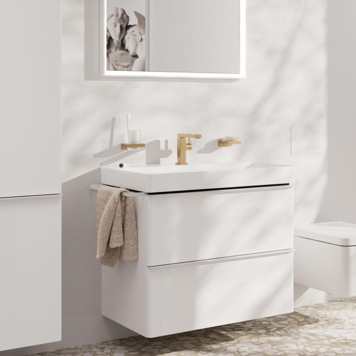 Mitigeur lavabo 110 Tecturis E  Fine CoolStart sans tirette ni vidage Bronze brossé Réf. 73021140