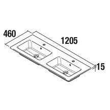 Plan vasque VILNA 1205 doppelt sans siphon ni bonde de vidage clic-clac MINERALSOLID MAT 1205 x 460 x 15 mm réf : 91237