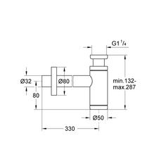 Siphon design 33x42, pour vasque sans trop-plein, chromé Réf 28912000