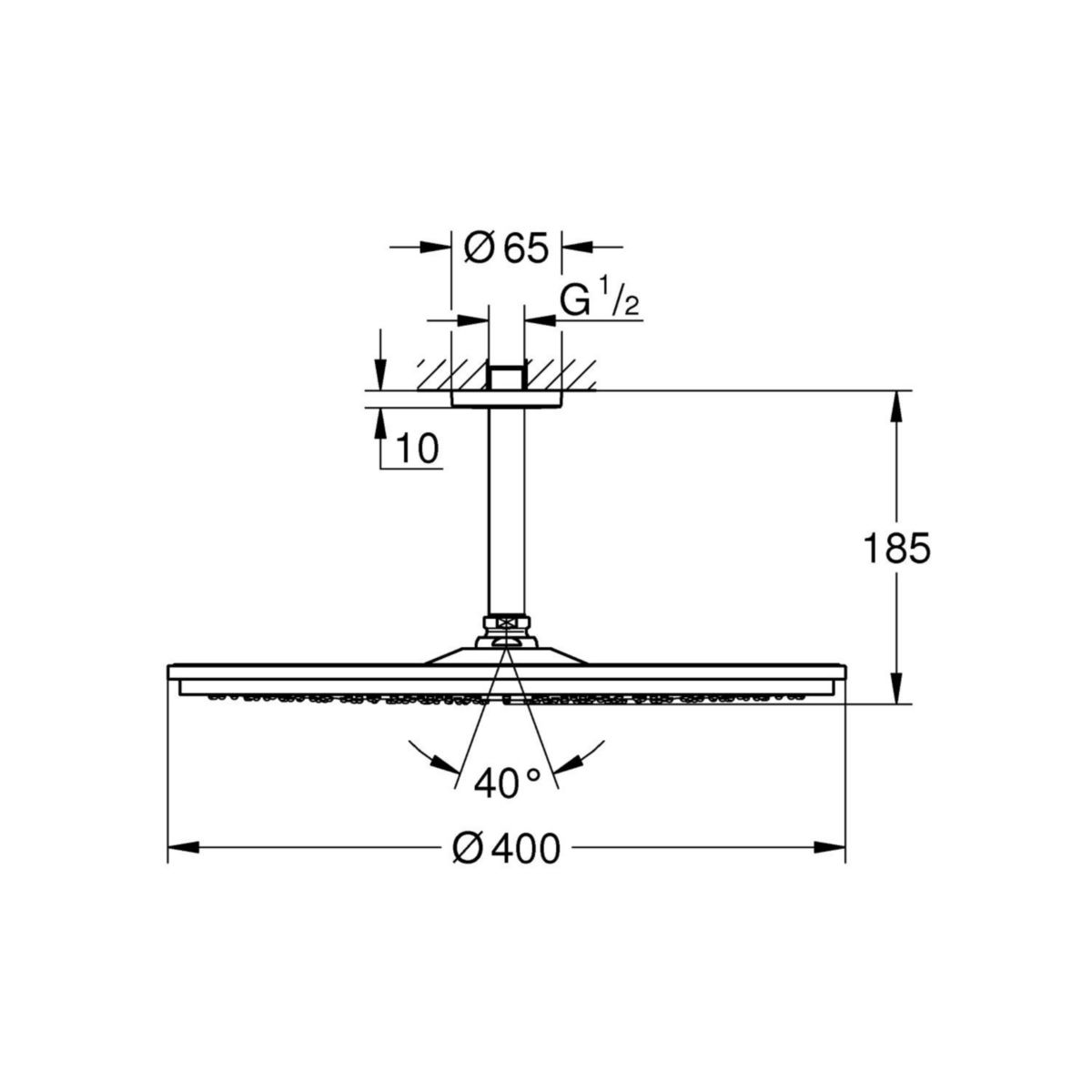 Ensemble douche de tête et bras plafonnier 142 mm, 1 jet Rainshower Cosmopolitan 400 Chromé 26256000