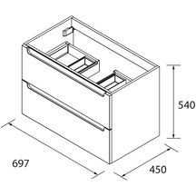 Meuble MONTERREY 700 2 tiroirs métallique L.70 x H.54 x P.45 cm finition pin bahia réf : 96470