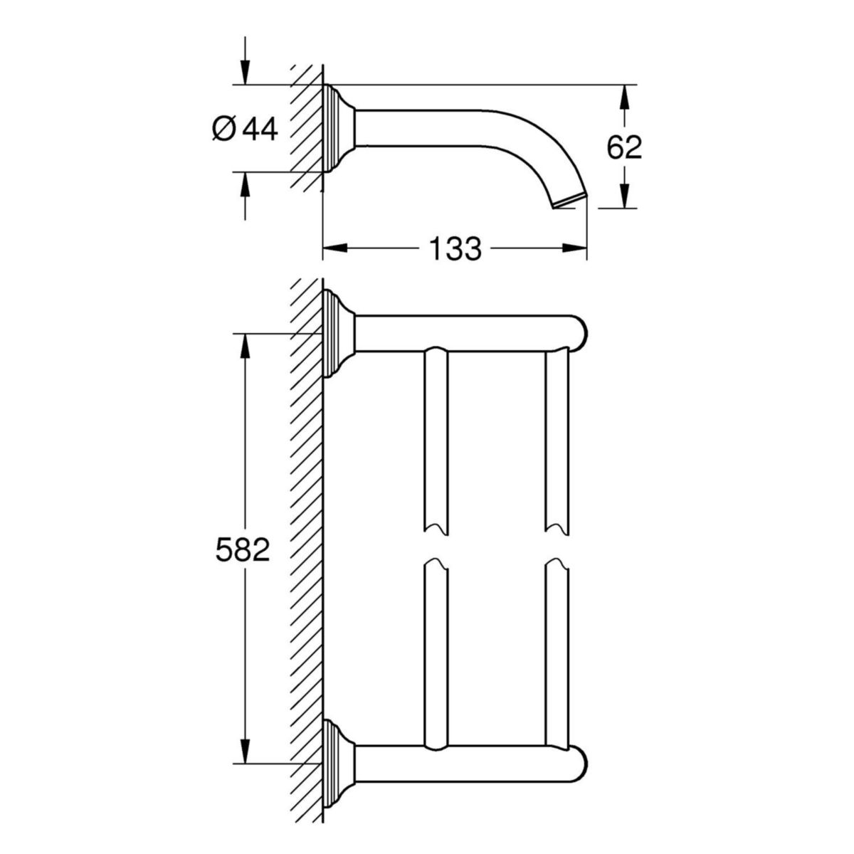 Porte-serviettes double 600 mm Essentials Authentic réf. 40654001