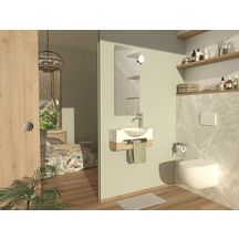 Lave-mains JAPANDI BABY vasque Solid Surface et porte-serviette chêne massif réf: 1147311