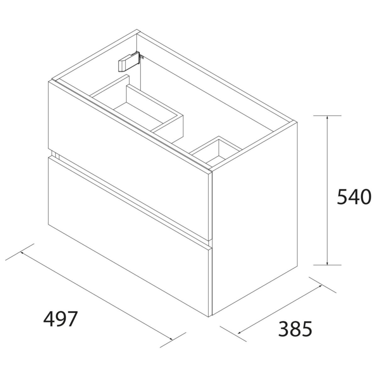 Meuble FUSSION LINE S40 500 L.50 x P.40 x H.54 cm 2 tiroirs finition blanc brillant réf : 96677