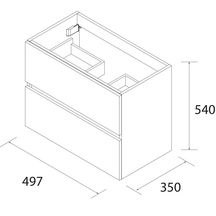 Meuble FUSSION LINE S35 500 L.50 x P.35 x H.54 cm 2 tiroirs finition blanc brillant réf : 96703