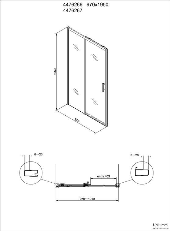 Paroi de douche Alterna Concerto Access sans seuil coulissante 2 vantaux profilés noir mat 100 cm verre transparent