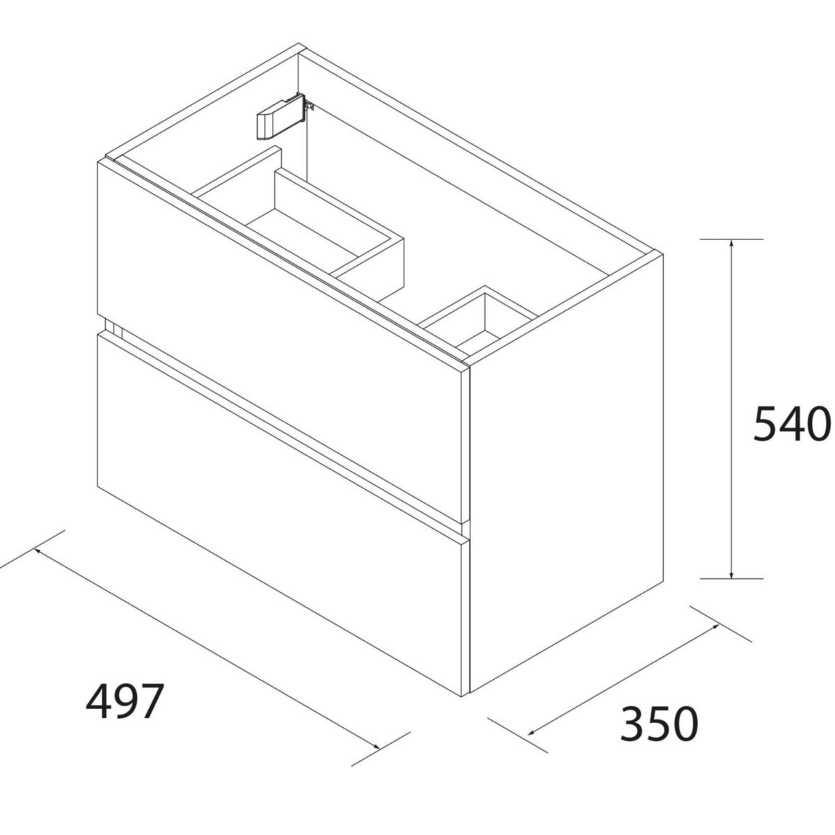 Meuble FUSSION LINE S35 500 L.50 x P.35 x H.54 cm 2 tiroirs finition noir mat réf : 96705