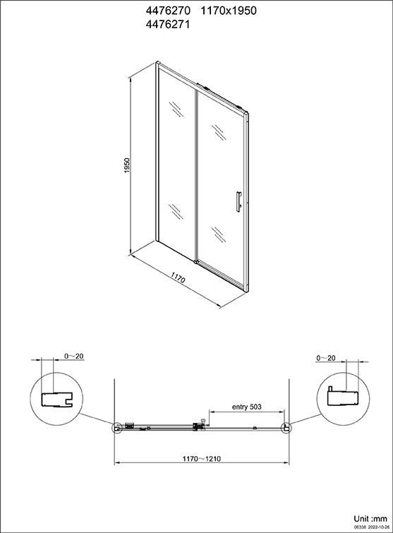 Paroi de douche Alterna Concerto Access sans seuil coulissante 2 vantaux profilés noir mat 120 cm verre transparent