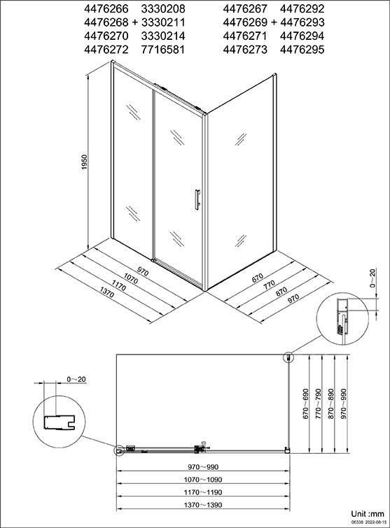 Paroi de douche Alterna Concerto Access sans seuil coulissante 2 vantaux profilés noir mat 120 cm verre transparent