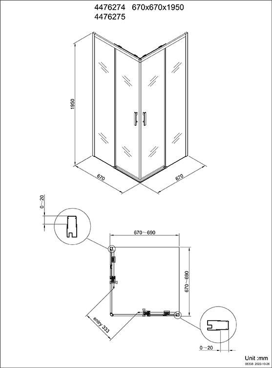 Paroi de douche Alterna Concerto Access sans seuil angle coulissant profilés noir mat 70 cm verre transparent