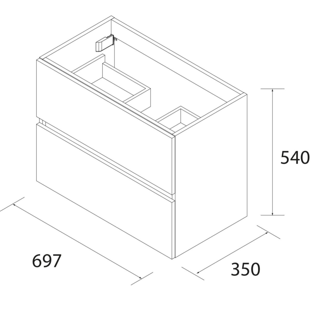 Meuble FUSSION LINE S35 700 L.70 x P.35 x H.54 cm 2 tiroirs finition noir mat réf : 96717