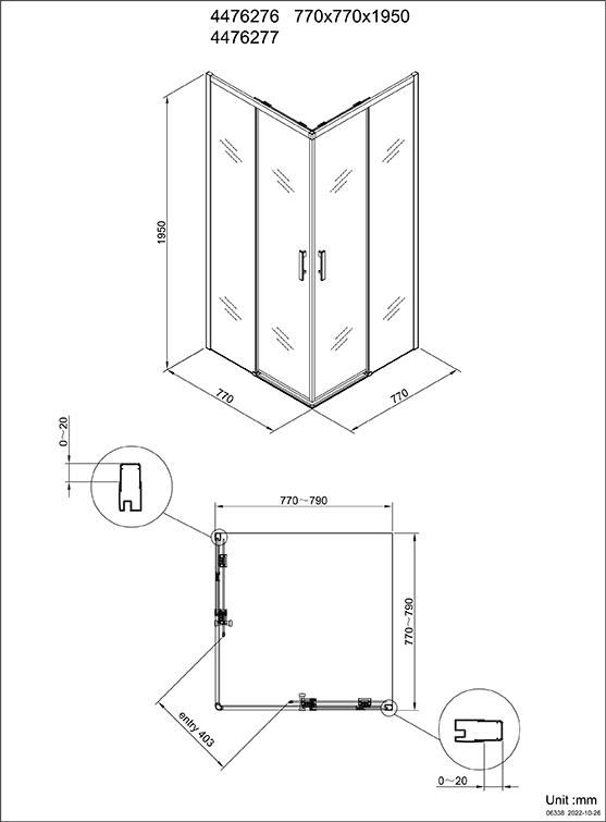 Paroi de douche Alterna Concerto Access sans seuil angle coulissant profilés noir mat 80 cm verre transparent