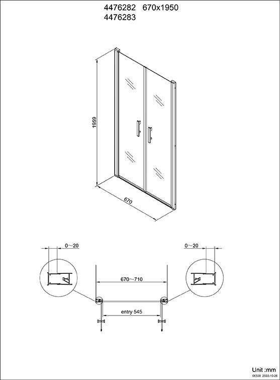 Paroi de douche Alterna Concerto Access sans seuil portes battantes profilés argent brillant 70 cm verre transparent