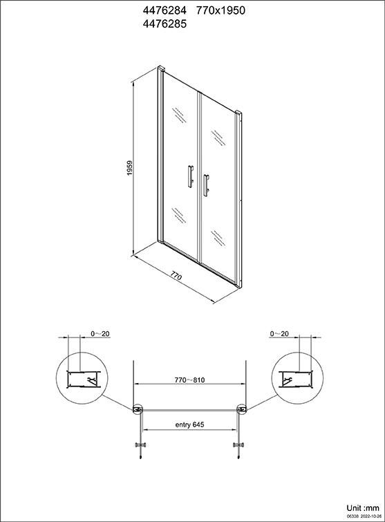 Paroi de douche Alterna Concerto Access sans seuil portes battantes profilés noir mat 80 cm verre transparent